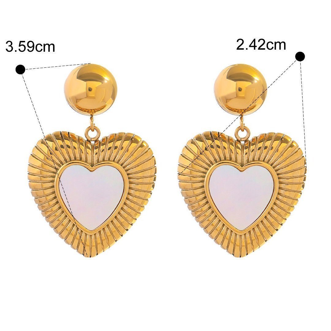 18K Gold Peach Heart Gemstone Earrings - NB Accessories