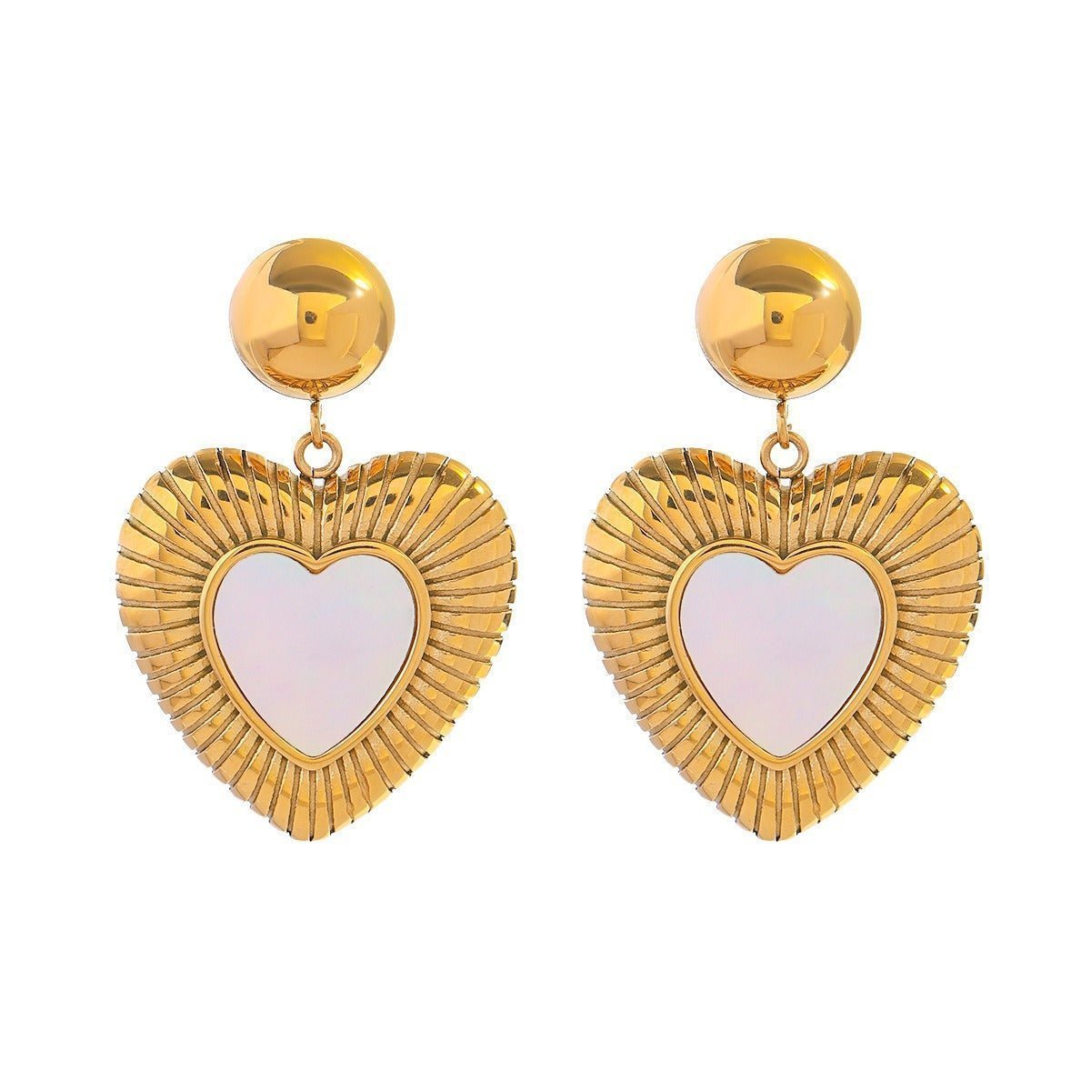 18K Gold Peach Heart Gemstone Earrings - NB Accessories