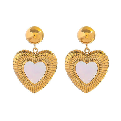 18K Gold Peach Heart Gemstone Earrings - NB Accessories