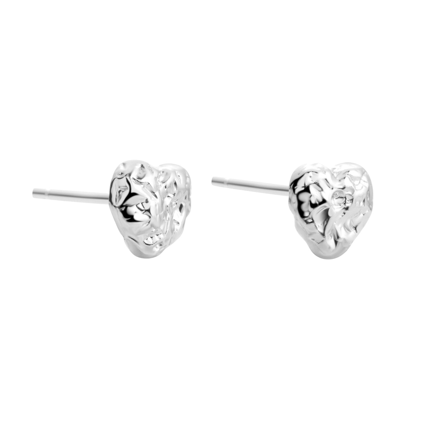 Heart - Shaped Silver Stud Earrings - NB Accessories