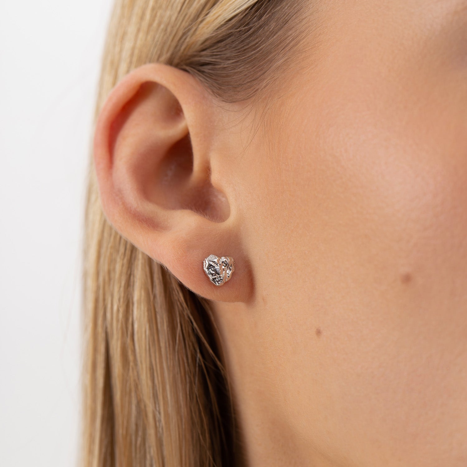 Heart - Shaped Silver Stud Earrings - NB Accessories