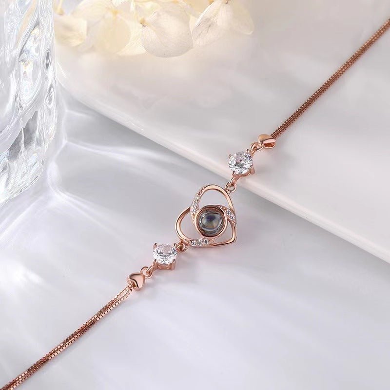 Rotating Heart - Shaped Diamond Projection Bracelet - NB Accessories