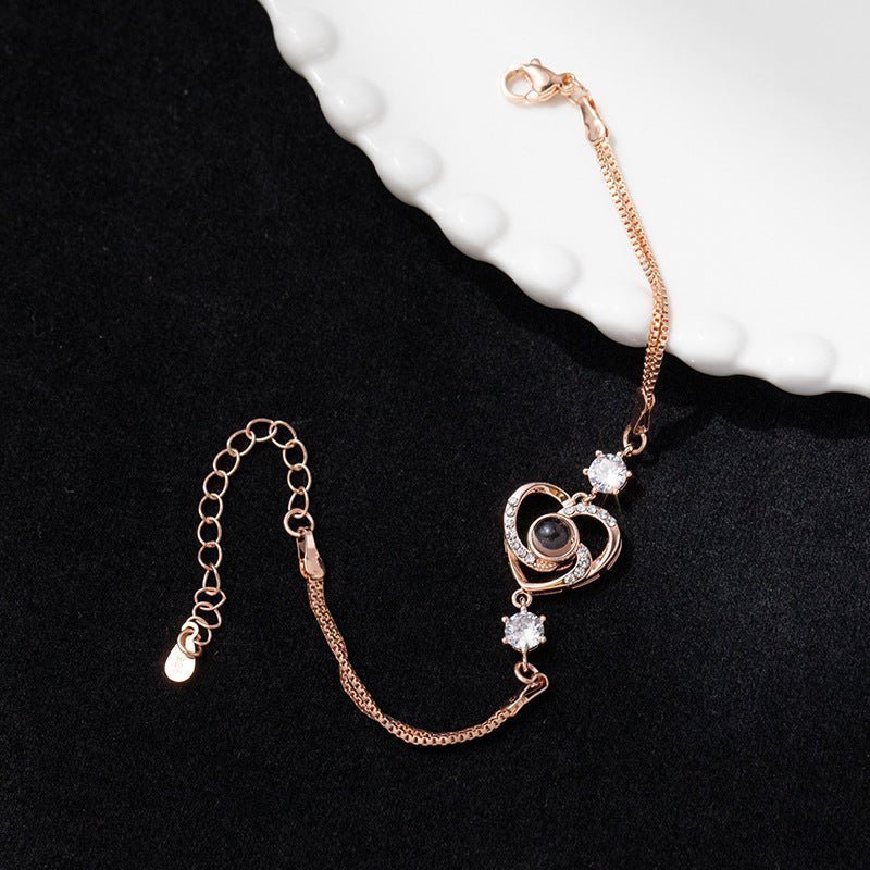 Rotating Heart - Shaped Diamond Projection Bracelet - NB Accessories