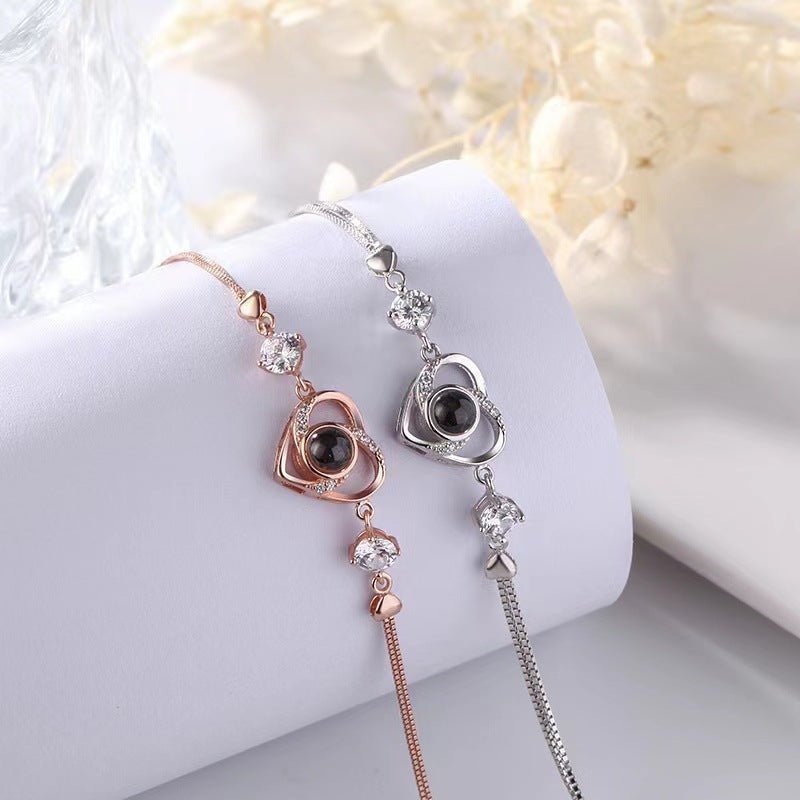 Rotating Heart - Shaped Diamond Projection Bracelet - NB Accessories