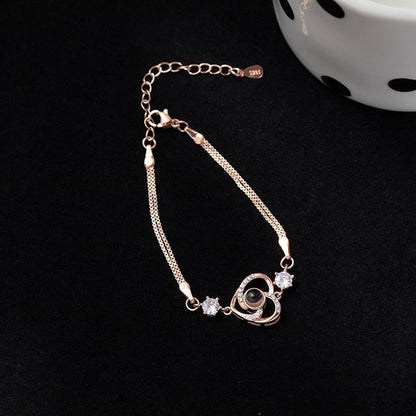 Rotating Heart - Shaped Diamond Projection Bracelet - NB Accessories